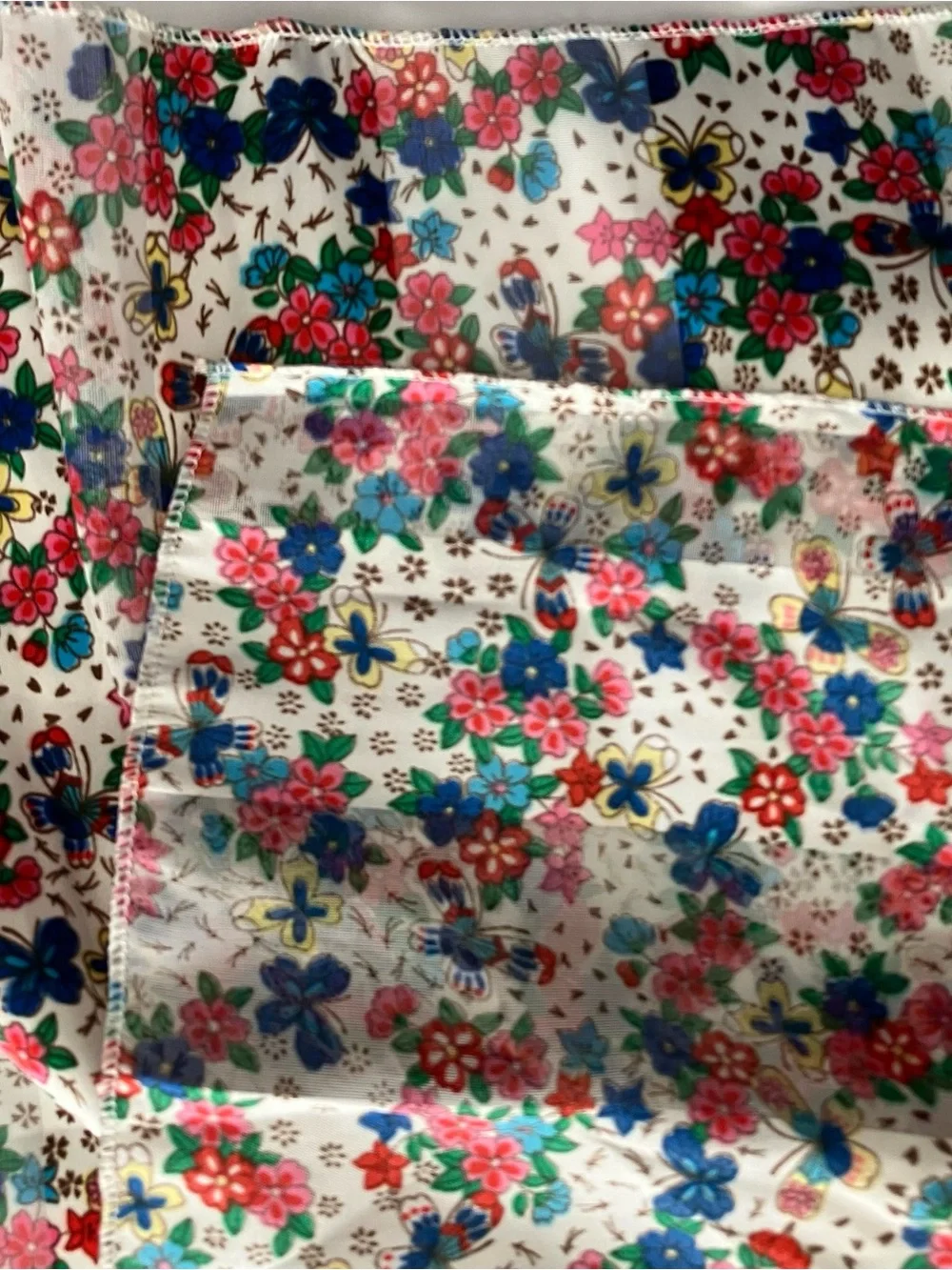 Women’s Floral Silky Scarf, Grandma core, machine stitched edges